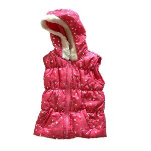 Toddler Girls Little Lass Pink Heart Puffer Vest With Hood Size 5